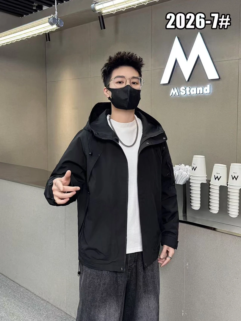 2026-7连帽冲锋衣夹克春秋新款男士休闲百搭宽松潮流帅气港风秋季