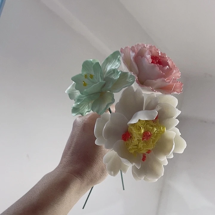 瓷片纯陶瓷手工捏花