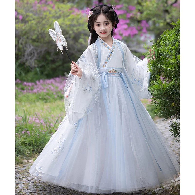 女童汉服超仙古装大袖衫交领小女孩中国风古风连衣裙儿童唐装薄款