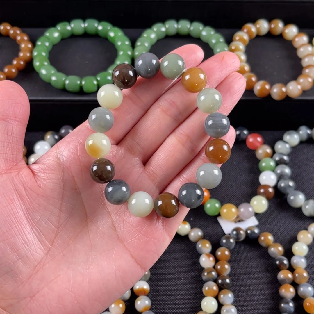 和田玉手串未镶嵌卡12楼兰三色 细度好