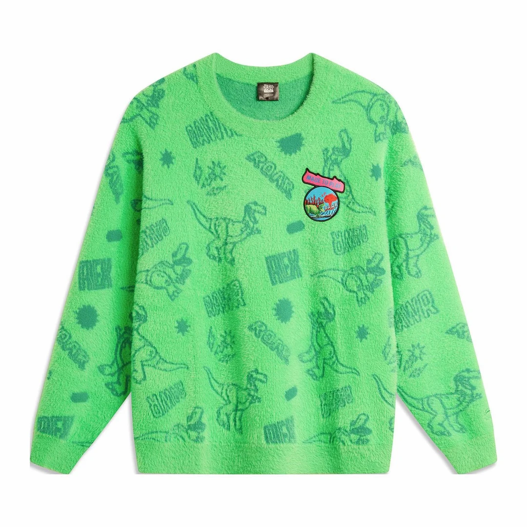 (直播）李宁抱抱龙联名系列男女款时尚卡通圆领套头卫衣AMBU运动服