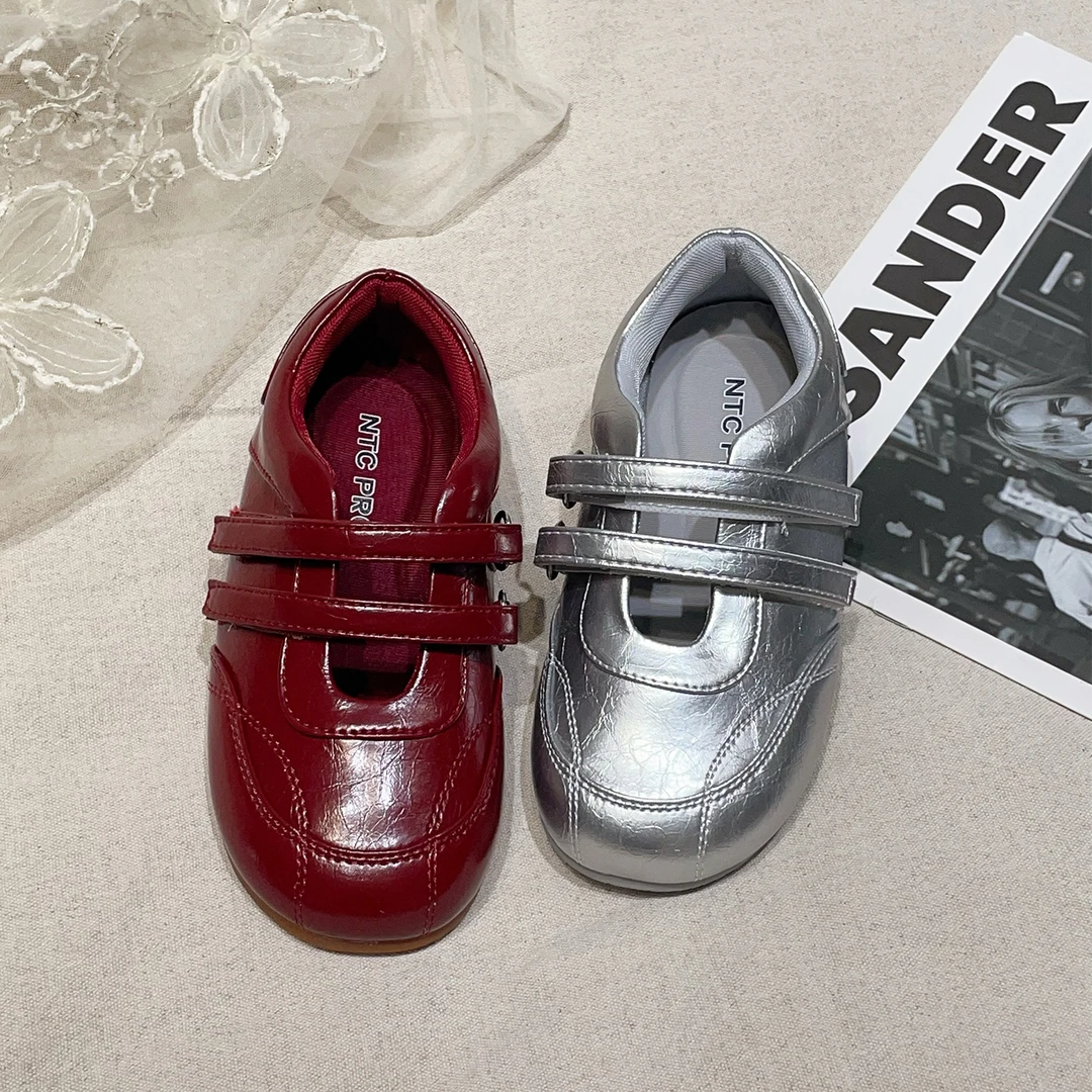 左左家女童秋季新款芭蕾风玛丽珍小皮鞋复古百搭软底免系带德训鞋