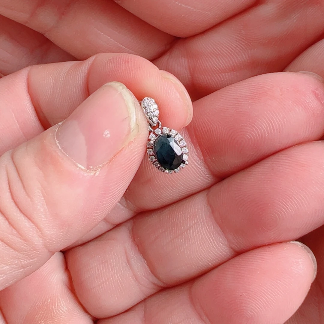 蓝宝石戒指银S925镶嵌不****鸟