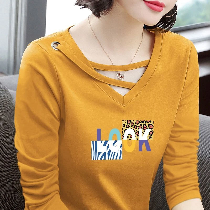 早秋2025新款v领德绒打底衫内搭女立秋上衣加厚长袖t恤秋衣女外穿
