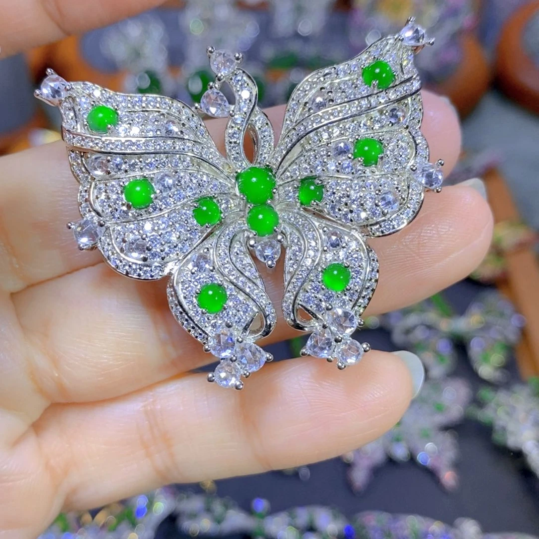 翡翠颈饰银S925镶嵌大**?天然翡翠