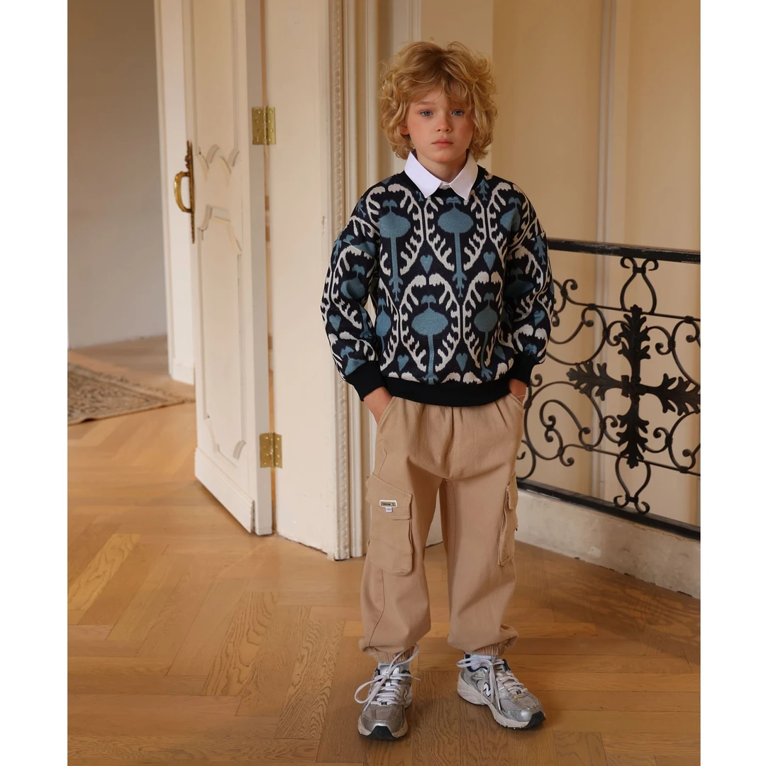 LIWANAY/黎婉娜艾特莱斯儿童新款上衣秋冬长袖休闲上衣男童复古