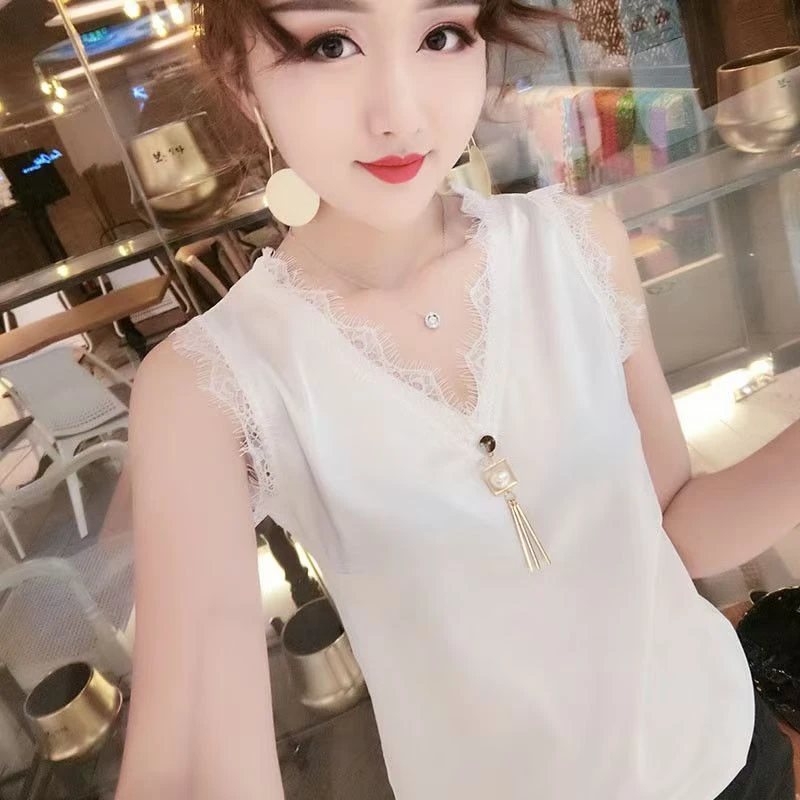 6886洋气蕾丝花边百搭背心