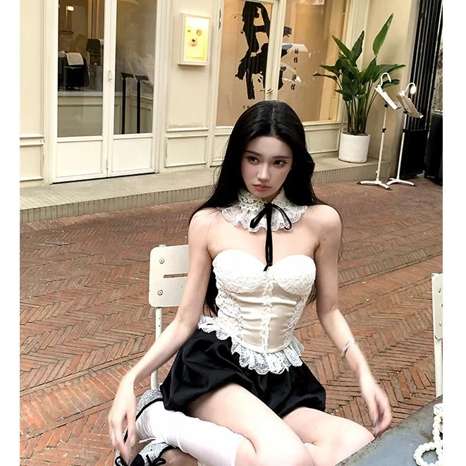 Barb Chill【悉尼海岸】 露肩蕾丝花边抹胸上衣+云朵蓬蓬裙