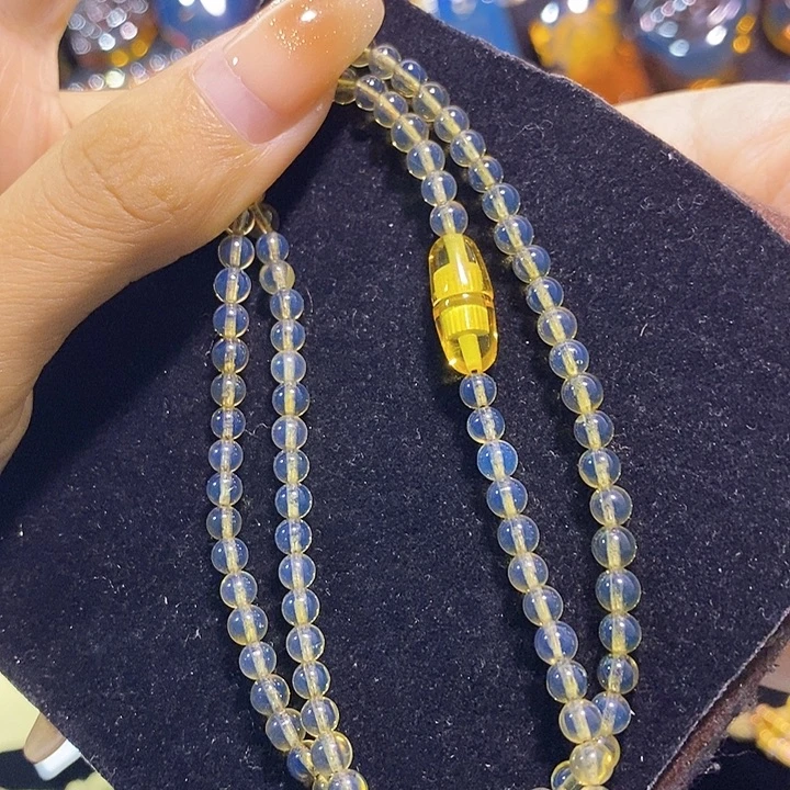 琥珀未镶嵌珠宝奇石墨西哥蓝珀项链4