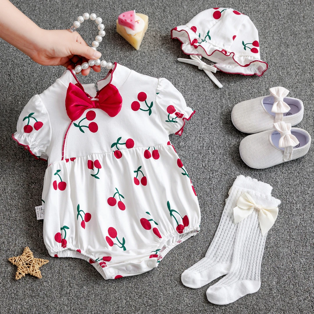 新生儿哈衣婴儿夏季短袖女宝百岁包屁衣0-1岁幼儿外出服超萌炸街