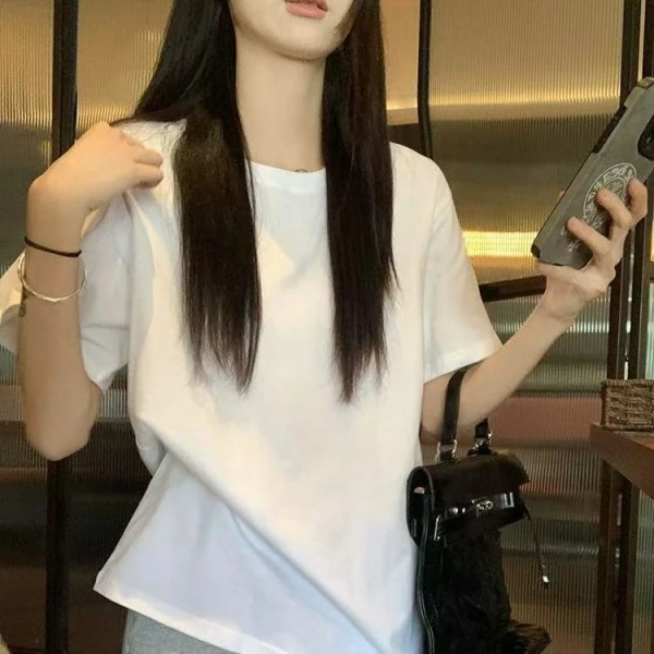 HSTYLE/韩都衣舍简约百搭白色套头内搭夏休闲显瘦上衣 THHZJTX88