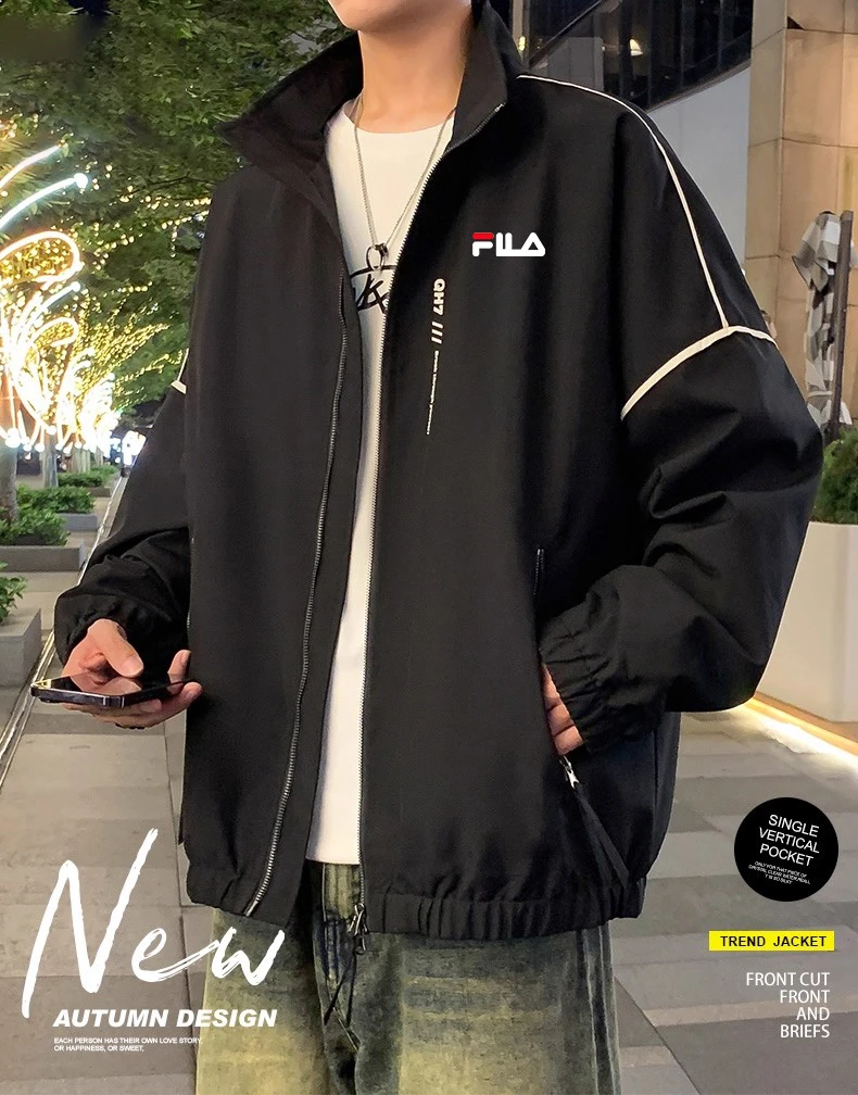 一折区I春秋季冲锋衣外套男新款青少年潮牌休闲宽松连帽夹克上衣