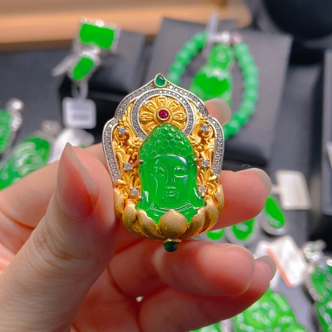 翡翠银S925镶嵌吊坠(不含链)