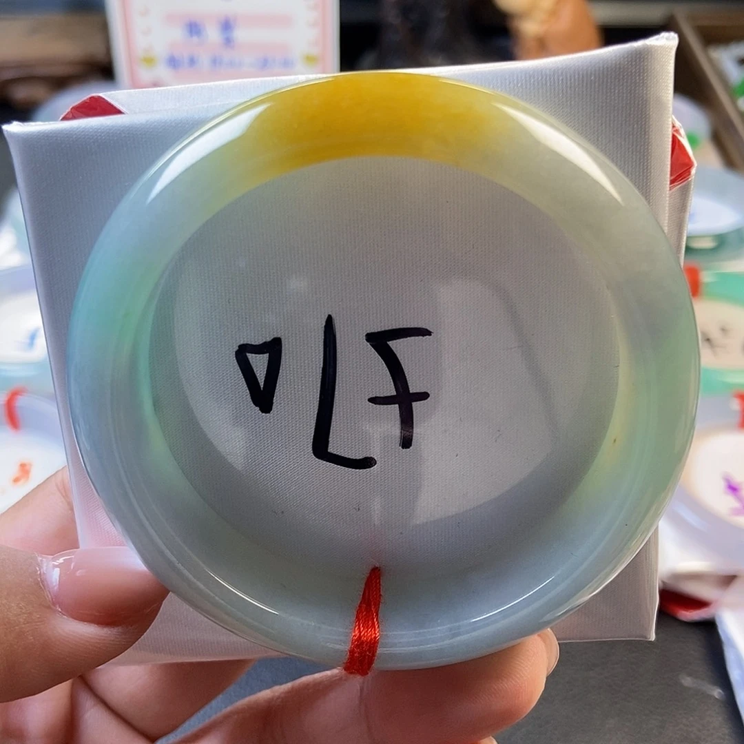 翡翠未镶嵌手镯28多彩镯