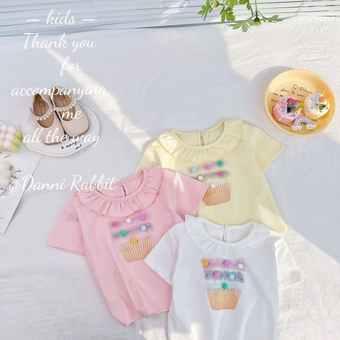 【Dannirabbit】*多彩小球+时尚花边+纱纱蛋糕*女童T恤 D-A243