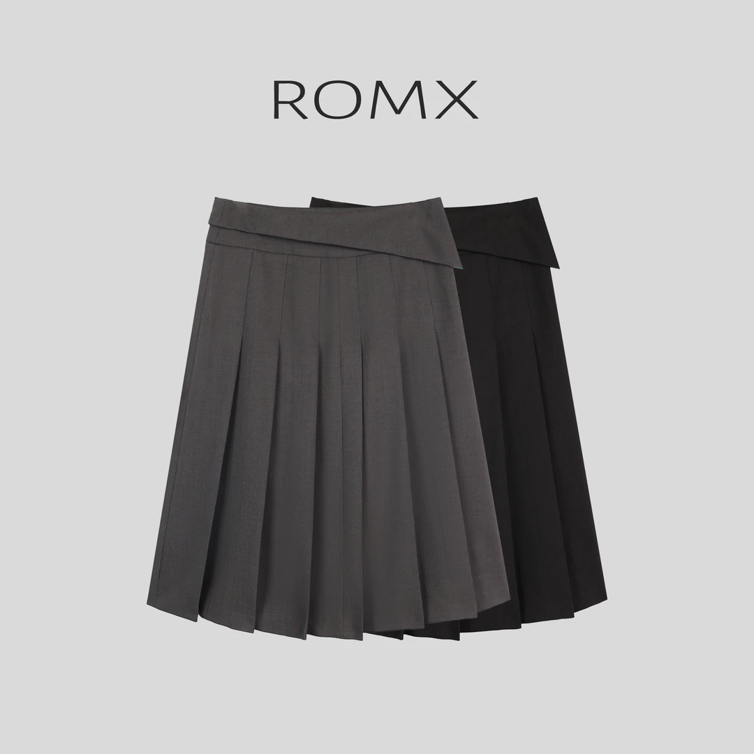 【ROMX】设计款中长款百褶裙 Q003