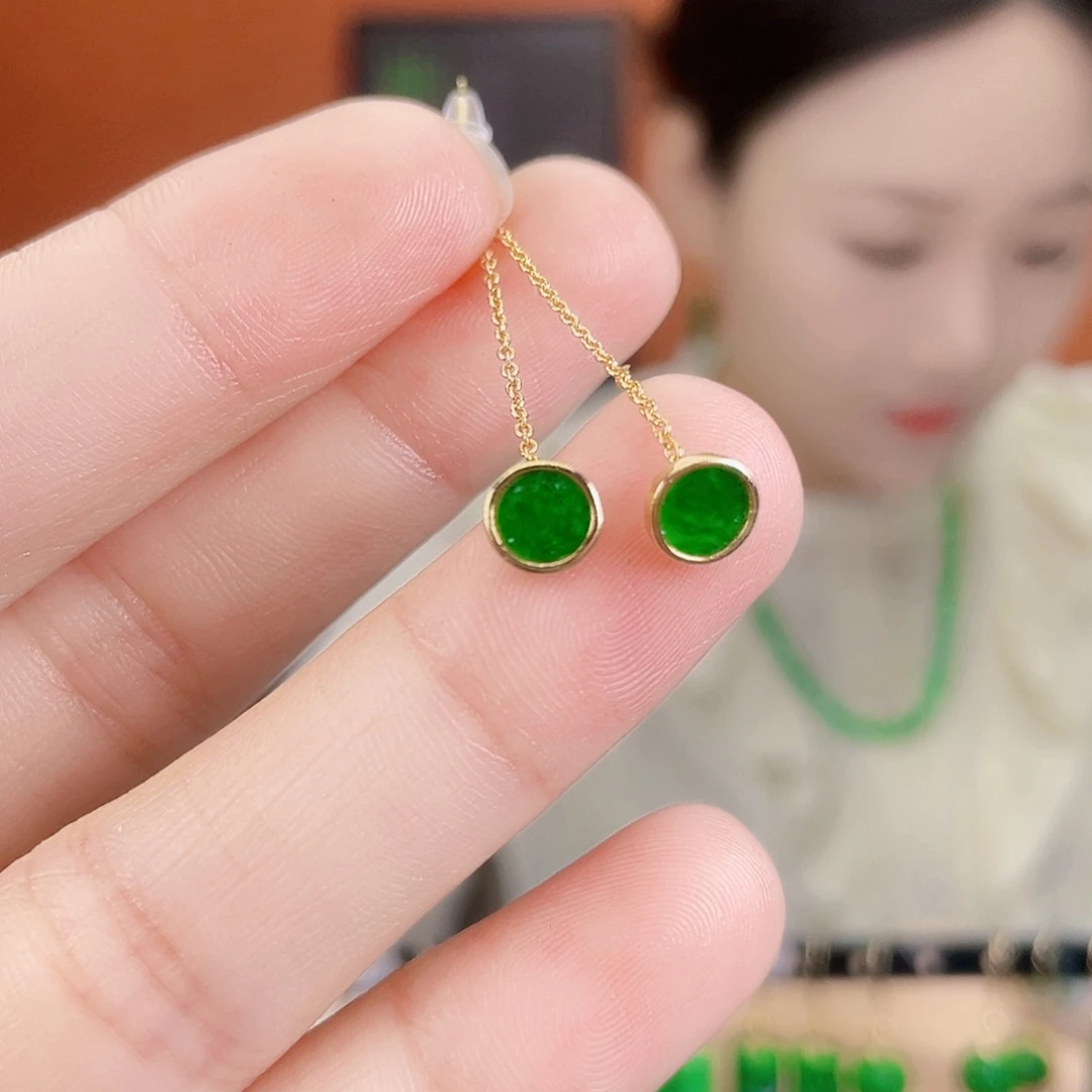 翡翠银S925镶嵌耳饰