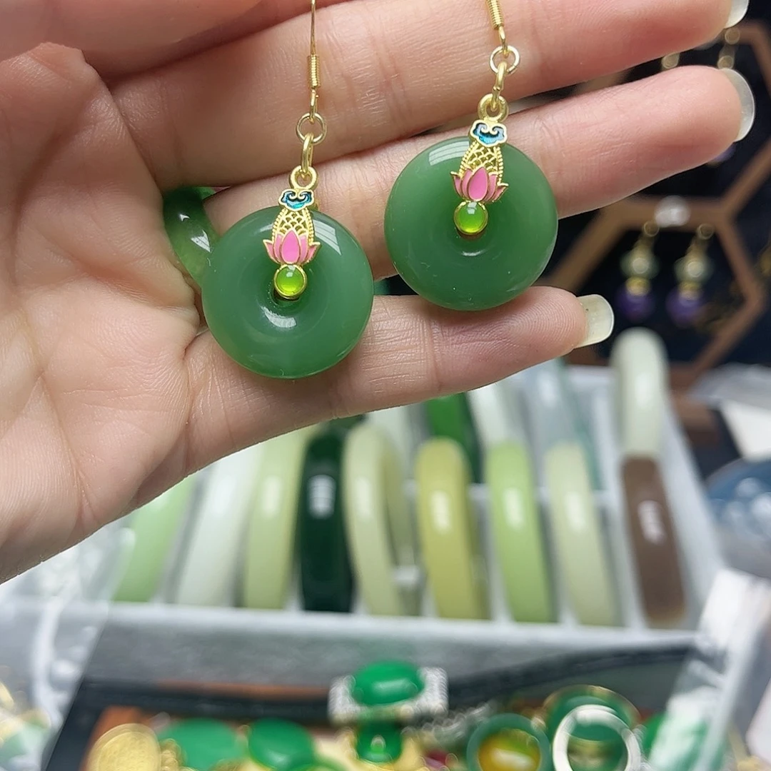 翡翠未镶嵌耳饰圆