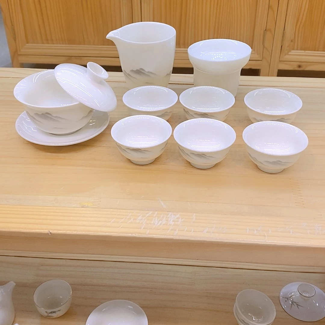 羊脂玉瓷茶具套装