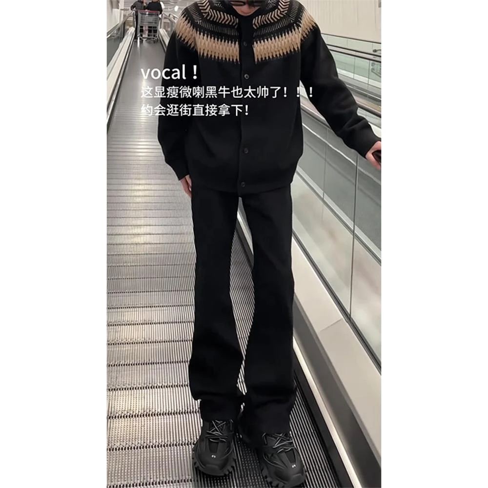 cleanfit柳叶弯刀牛仔裤男潮牌美式高街vibe直筒裤窄版修身微喇裤