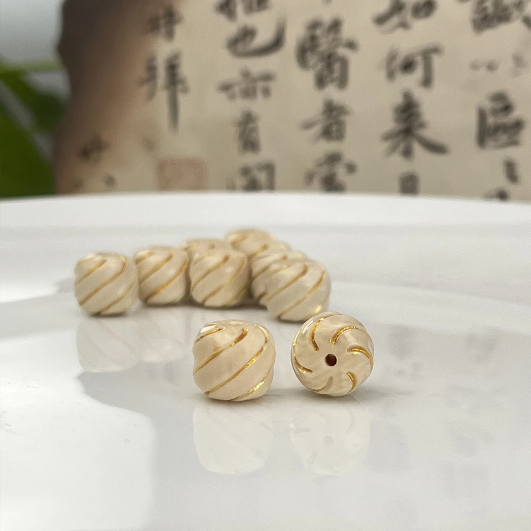 手工猛犸扭扭珠描金佛珠念珠手串顶珠腰珠项链隔珠老型桶珠配珠