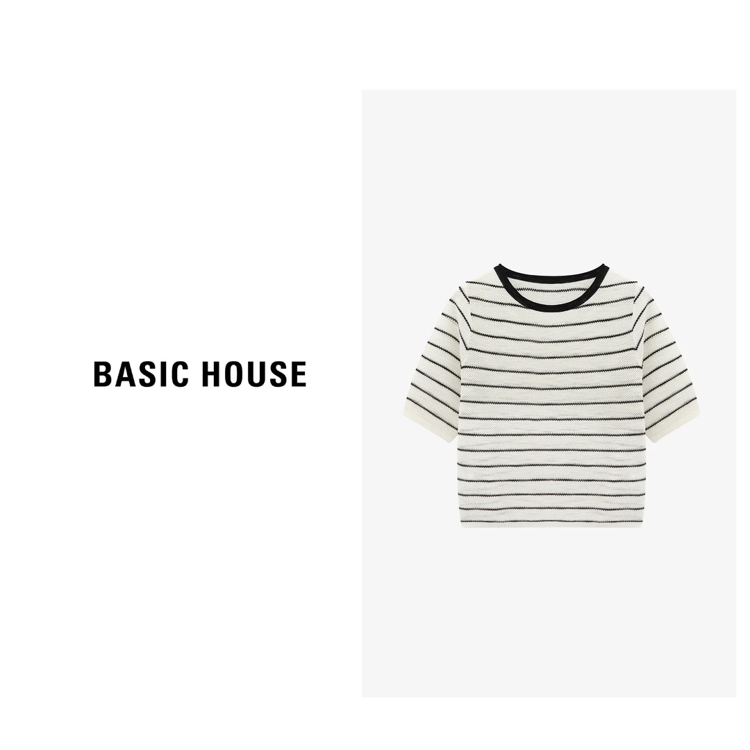 Basic House/百家好夏季休闲百搭简约宽松时尚针织衫B0625B5U902