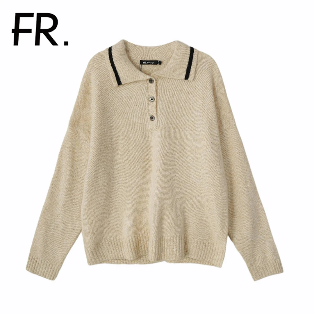 凡人优品女士毛衣长袖针织宽松秋冬翻领百搭M103