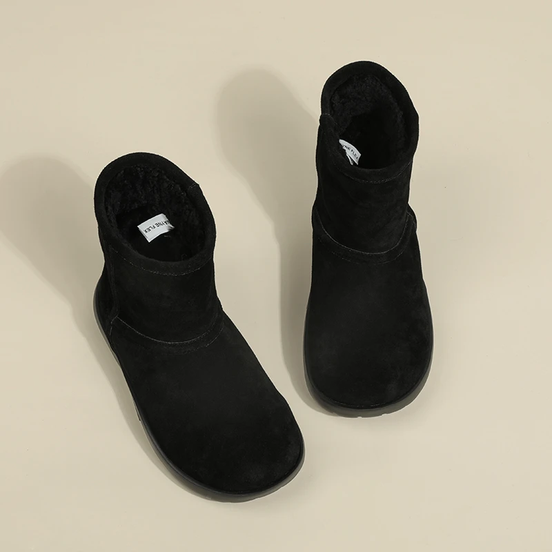 【默认微瑕】韦恩女鞋圆头中筒冬保暖澳洲进口羊皮毛一体雪地靴6238