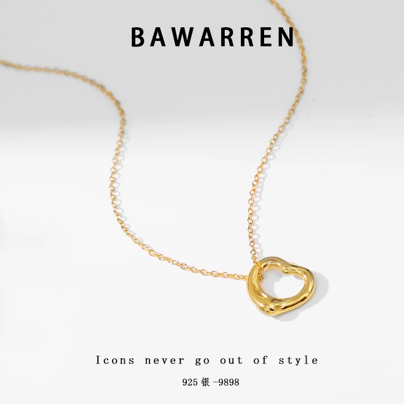 Bawarren 坠链均925银 9898-爱心轻奢时尚百搭项链