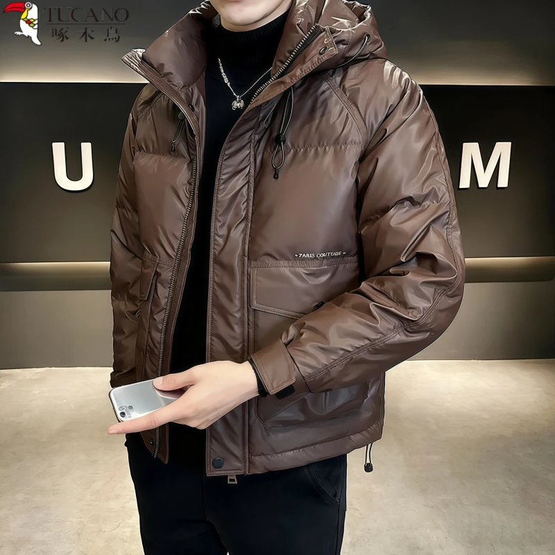 啄木鳥冬季连帽潮流加绒加厚保暖男防寒棉服舒适韩版时尚休闲外套