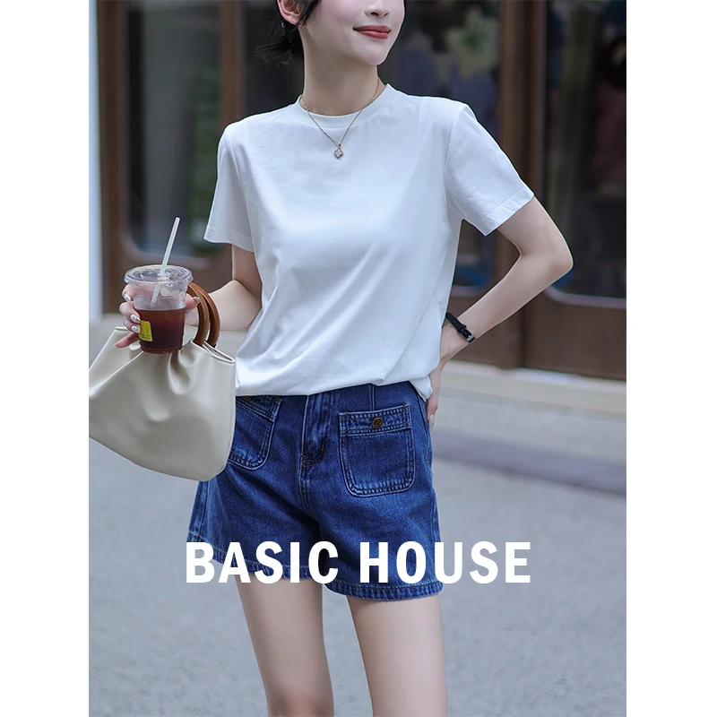 Basic House/百家好CSM时尚百搭Sorona凉感科技圆领短袖纯色T恤