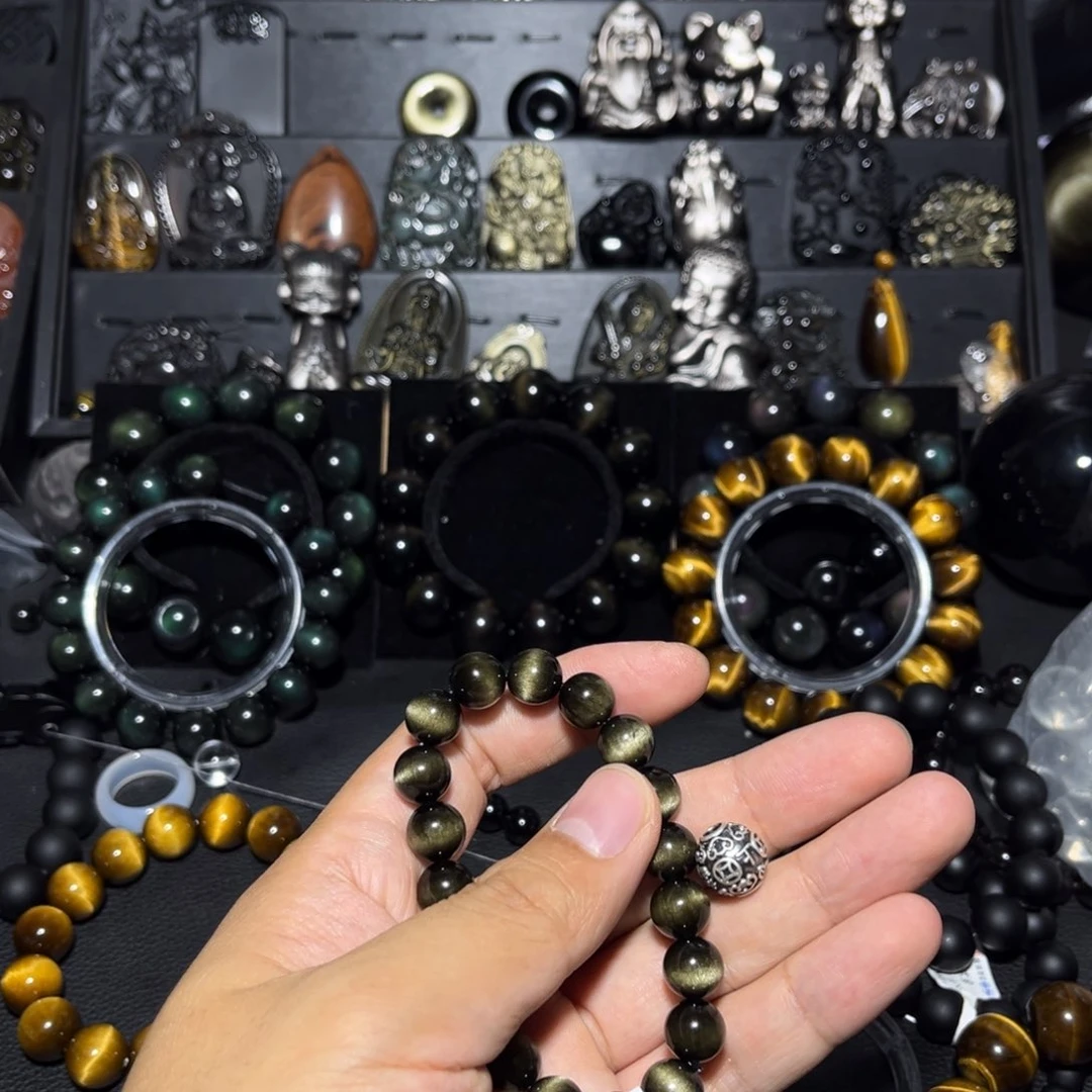 黑曜岩未镶嵌手链辣****吃