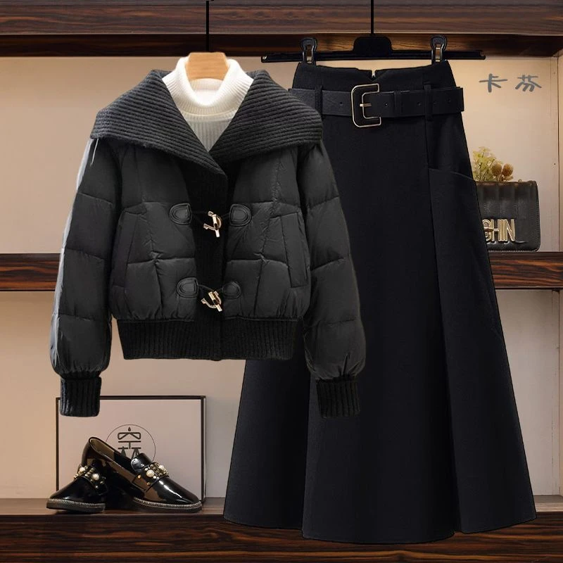 冬季套装一整套女2025新款高级感气质棉服休闲风显瘦半身裙两件套