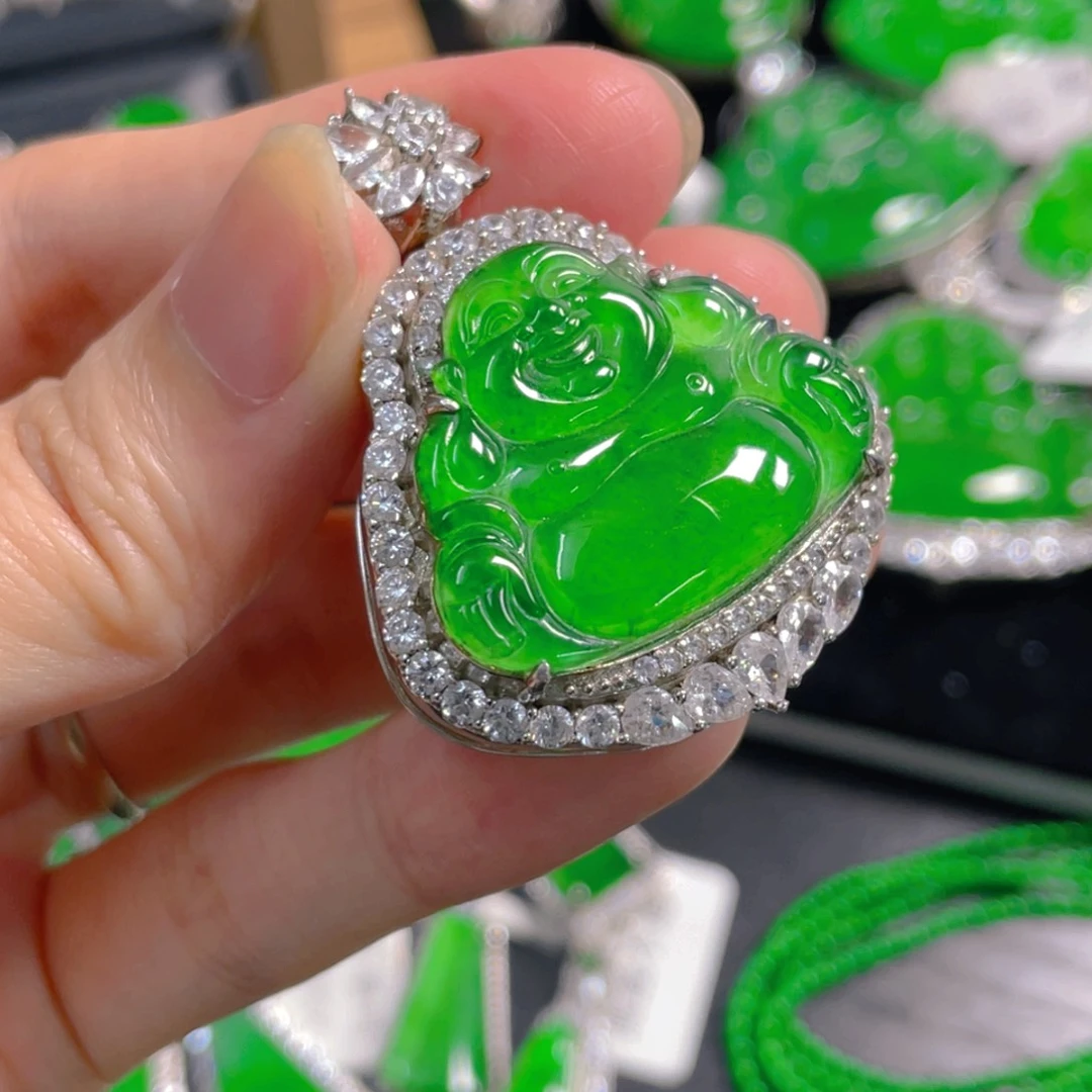 翡翠银S925镶嵌吊坠(不含链)