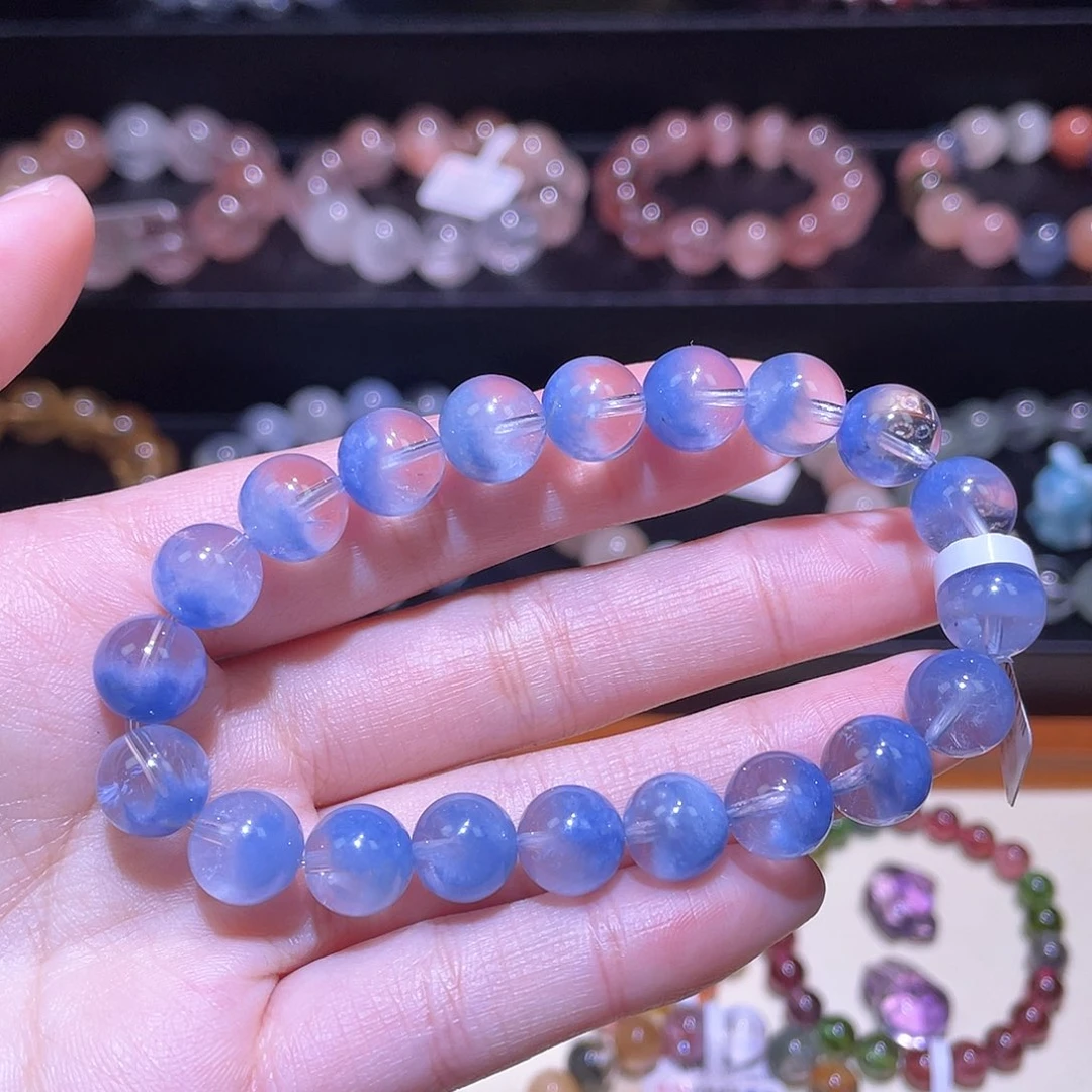 水晶手链未镶嵌兔毛手链，晶体通透9.5+
