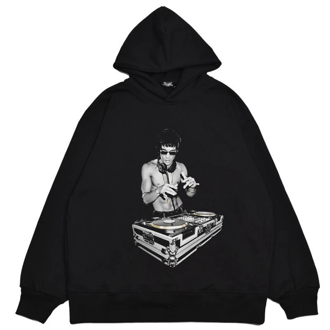 武术家李小龙帽衫秋冬款潮牌卫衣男女嘻哈宽松国潮情侣卫衣潮