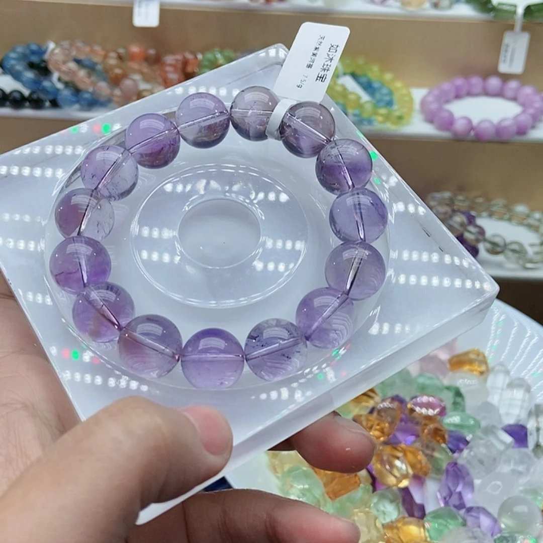 水晶手串未镶嵌蜘****7紫黄晶