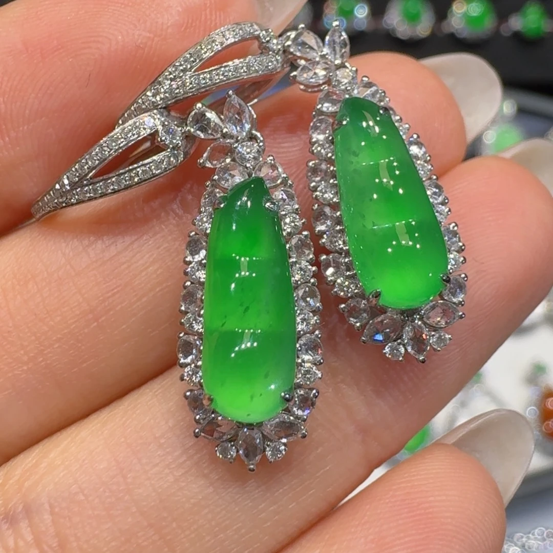 翡翠18K金镶嵌耳饰收到货48小时鉴赏期