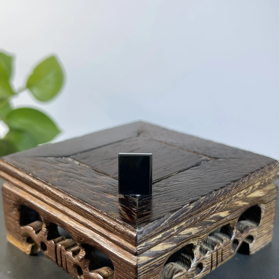 JXA25-94 黑色天然翡翠A货 黑-翡翠戒面