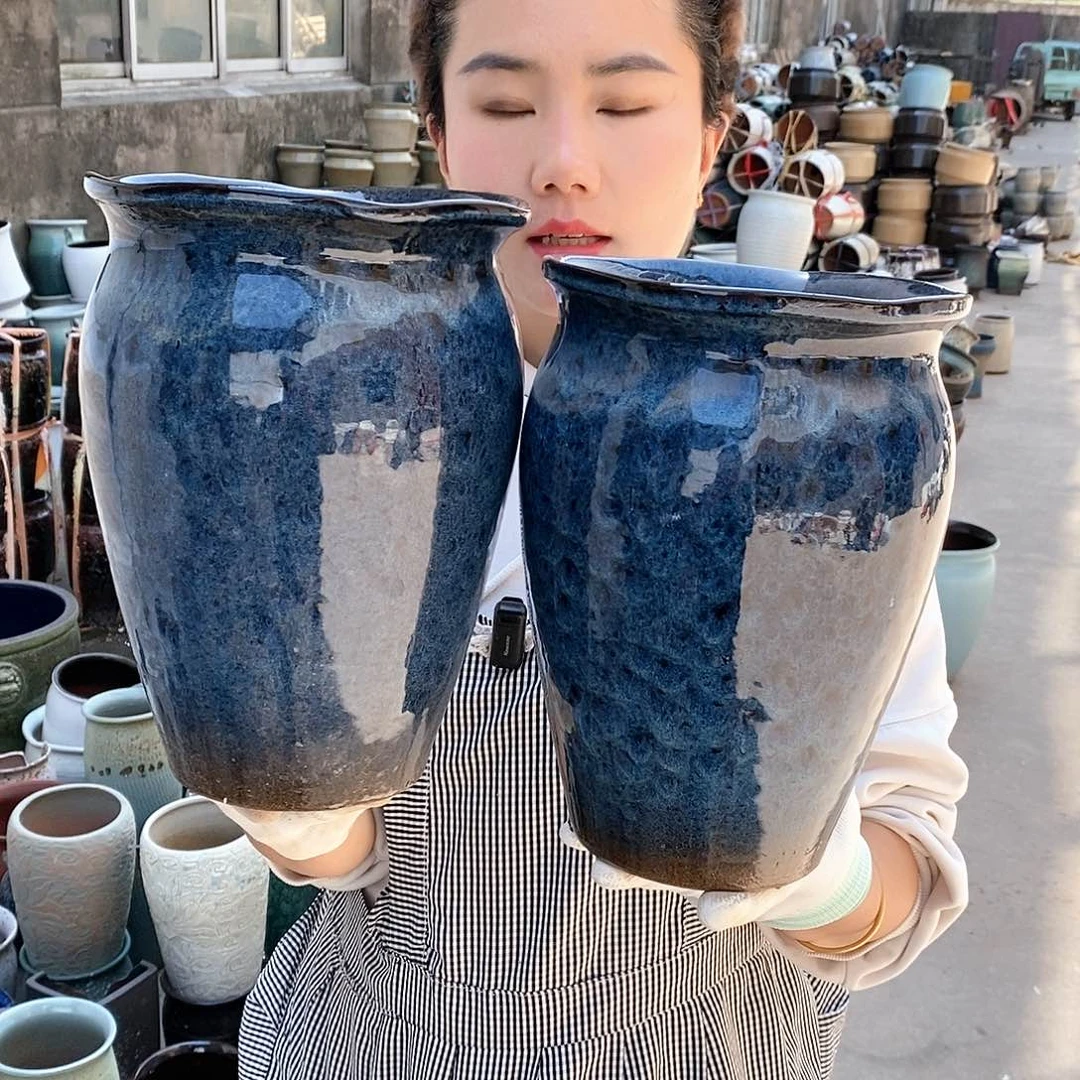 紫砂花盆瑕疵口17高25