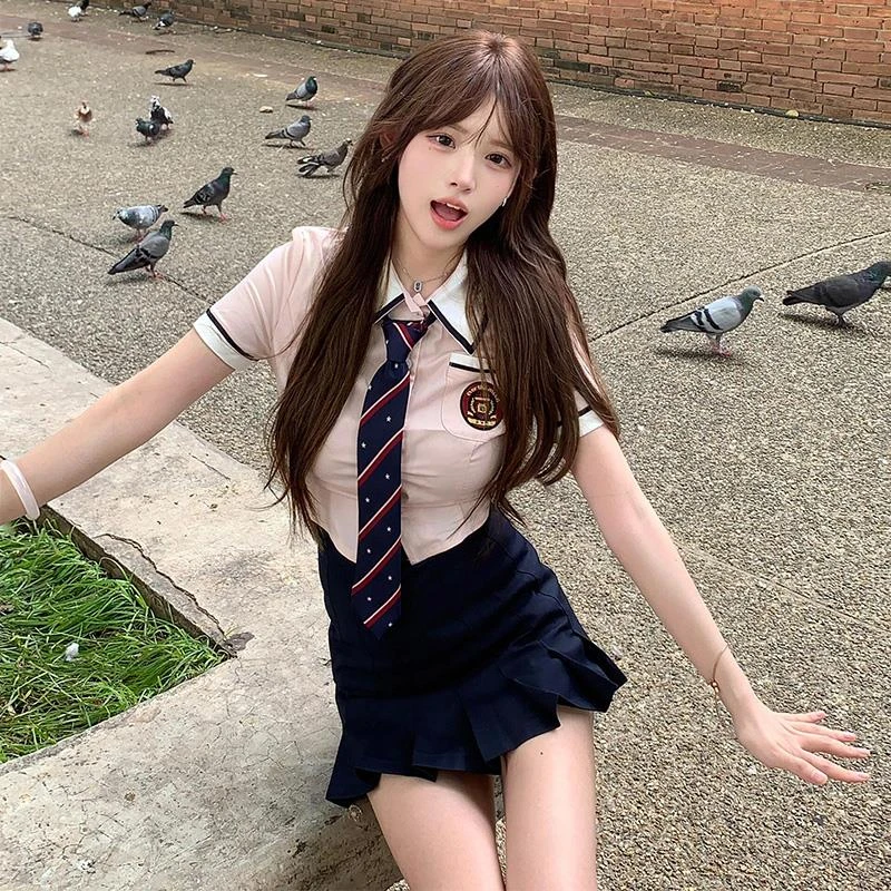 韩系chic别致穿搭欲甜辣妹jk制服套装女夏季学院风氛围感两件套