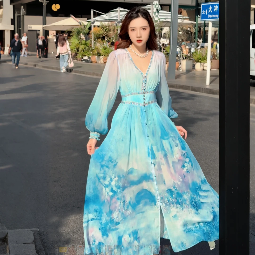 【2025海浪的诗-瑶瑶】重磅100桑蚕丝连衣裙C54015-1