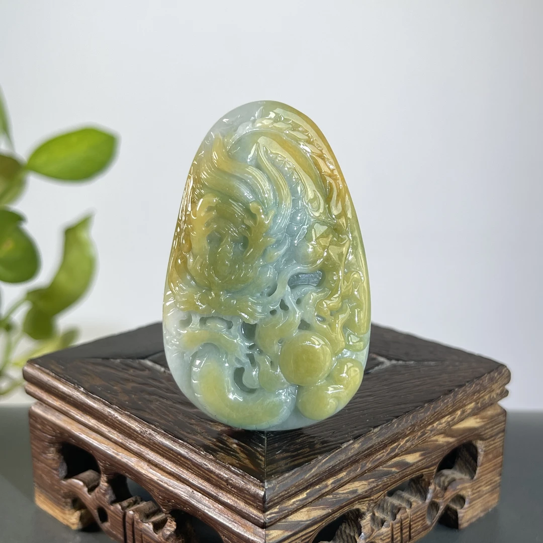 JTA19-76 天然缅甸A货翡翠 龙牌