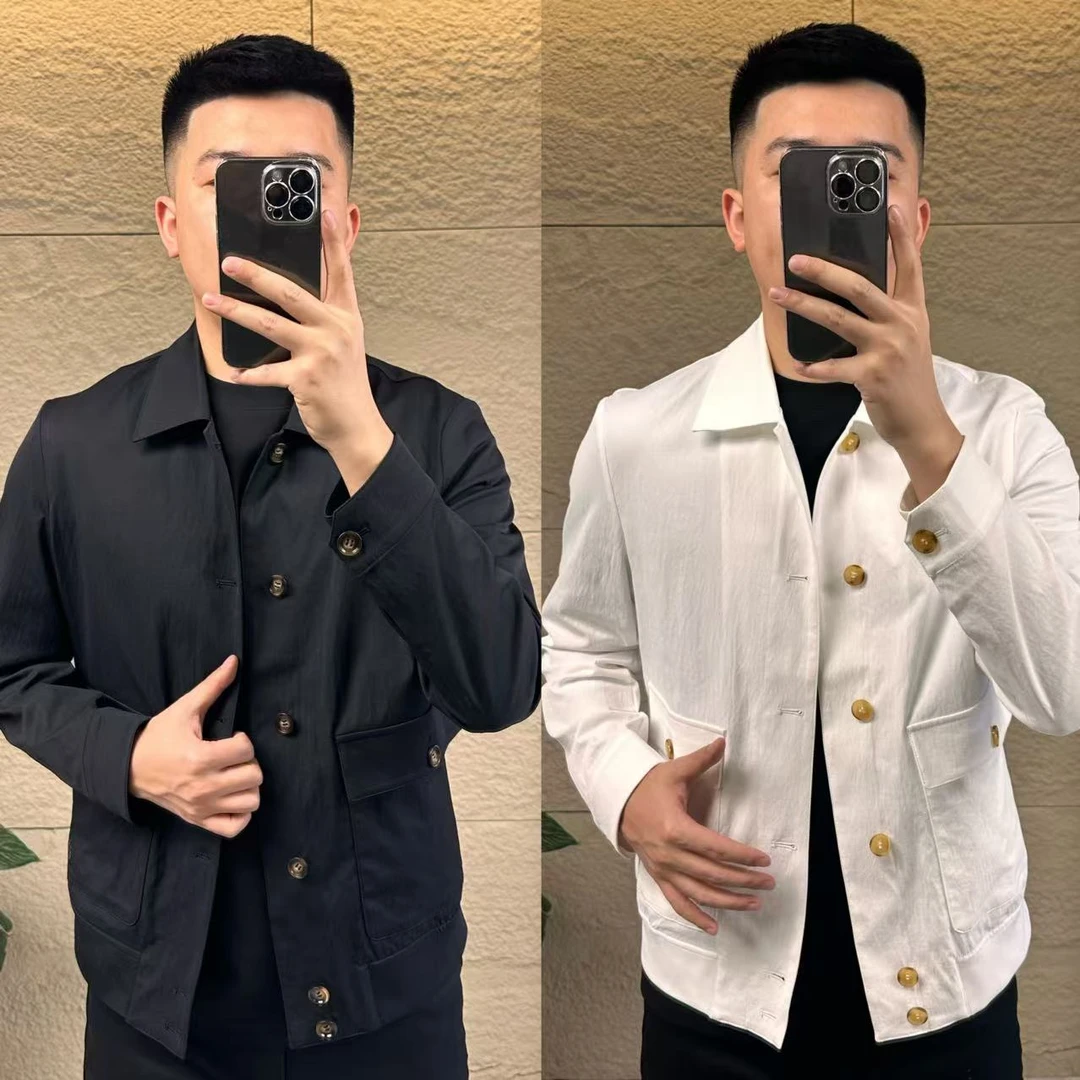 【外套新款】A25059轻奢百搭设计感翻领夹克外套-黑白两色