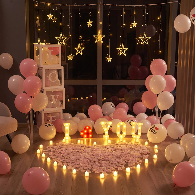 七夕求婚道具浪漫惊喜场景创意布置套餐字母灯告表白室内装饰装扮