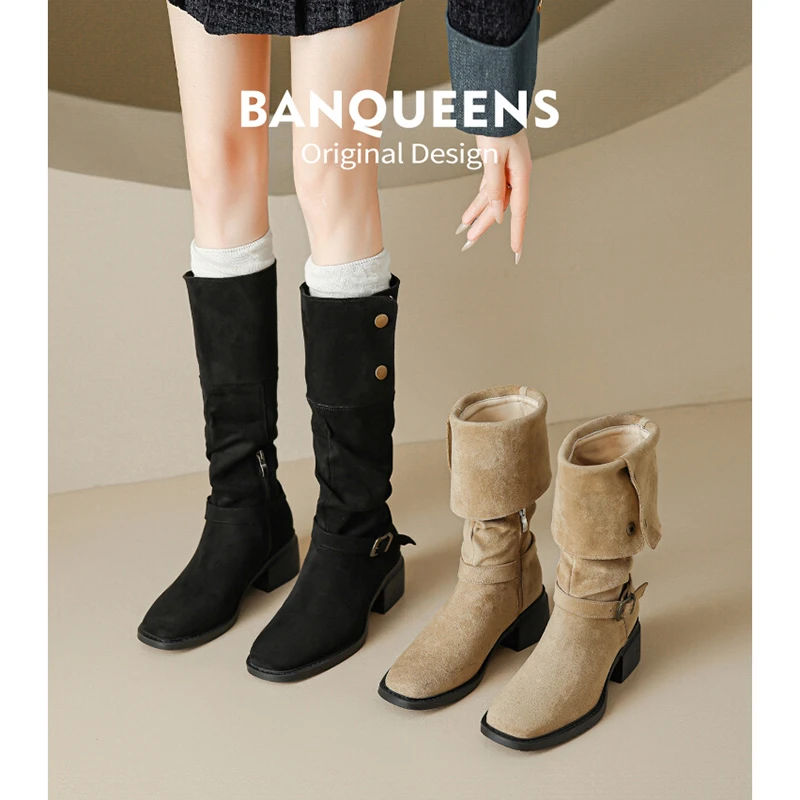 美得毫不费力的靴子！褶皱堆堆靴2025秋骑士靴显瘦翻折两穿中筒靴