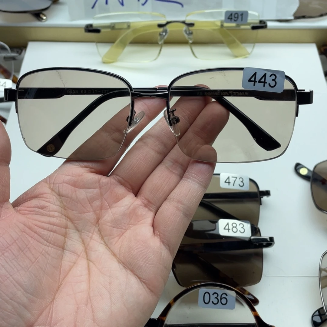 茶水晶半框眼镜 443