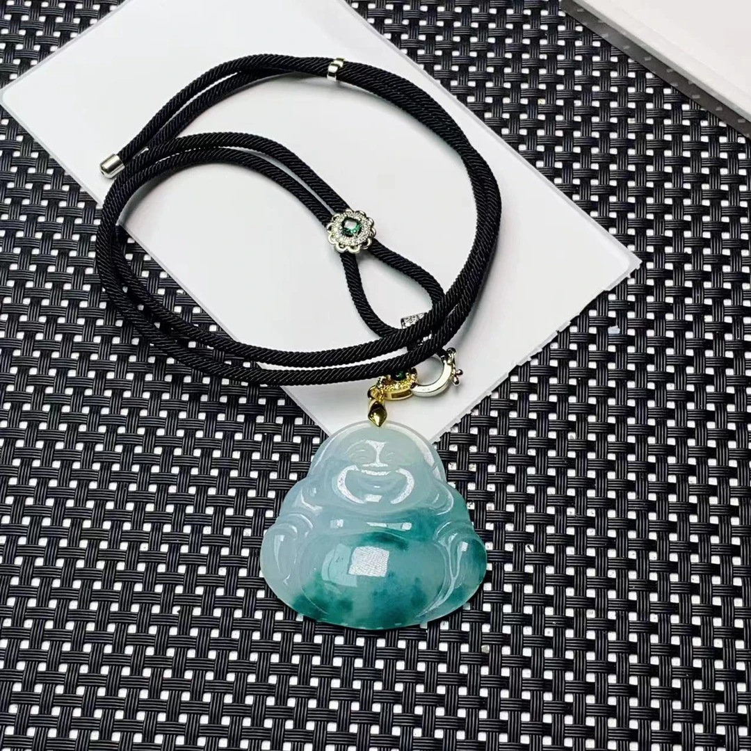 [小石]A1055绿花佛公项链吊坠