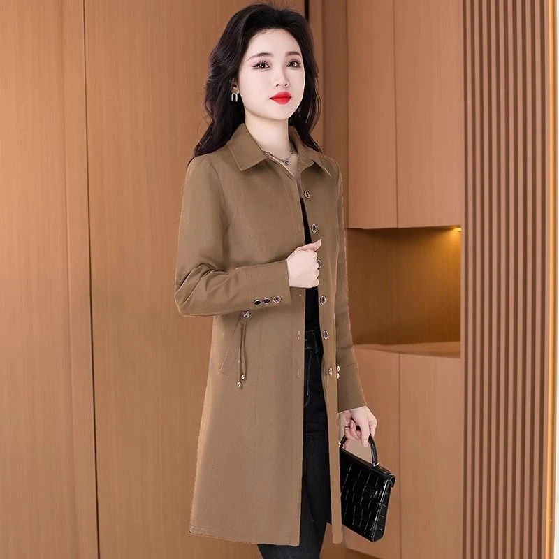 风衣外套女2025春秋新款今年中长款高端品牌杭州意法妈妈洋气大衣
