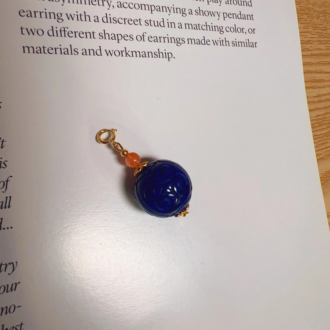 【田老师甄选】S925银天然青金石回纹珠南红吊坠万能扣多样性发一